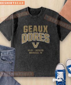 Top Vanderbilt Football Geaux Dores washed t-shirt featuring bold team logo and comfortable fabric for fans.
