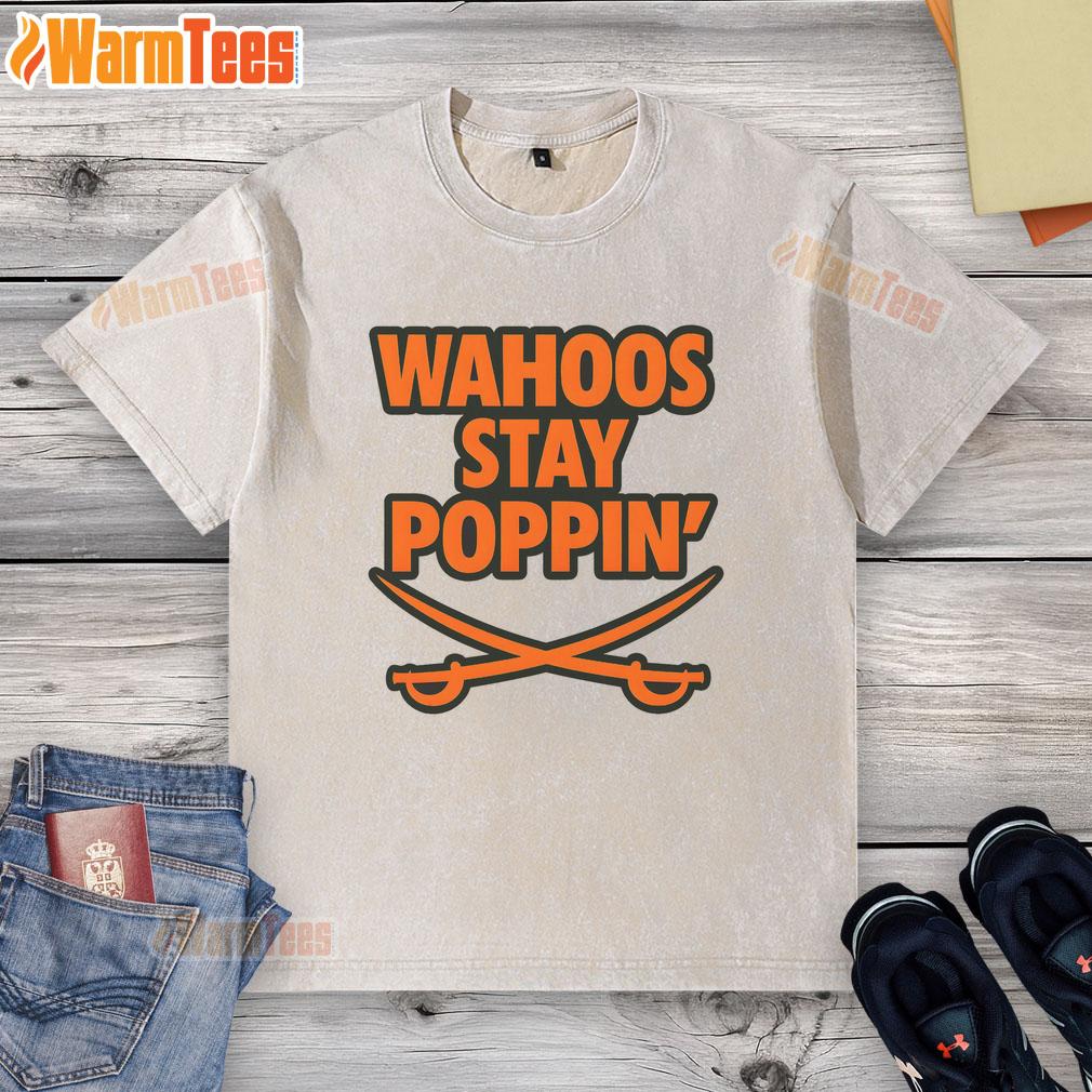 top-wahoos-stay-poppin-funny-football-washed-t-shirt Funny football washed t-shirt featuring 'Top Wahoos Stay Poppin' design, perfect for casual sports fans.