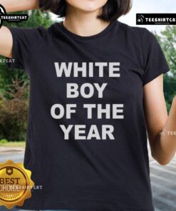 Alt Text: Top White Boy of the Year Ladies Tee featuring stylish design, perfect for casual wear and celebrating individuality.