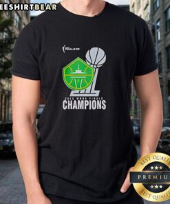 2025 WNBA Champions Seattle Storm Finals T-Shirt from Top WNBA Shop, featuring vibrant team colors and logo design.