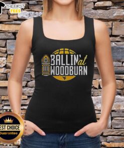 Top WVU Basketball Ballin at Woodburn tank top featuring a stylish design for dedicated Mountaineers fans.