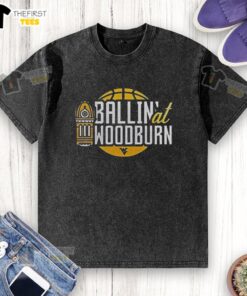 Alt Text: Top WVU Basketball Ballin' at Woodburn washed t-shirt featuring vibrant team colors and comfortable fit.