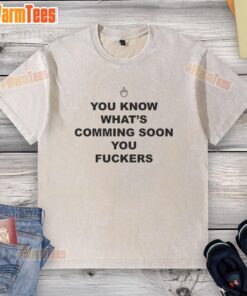 Top You Know What's Coming Soon You F*ers mouse pointer graphic on a washed t-shirt, perfect for edgy fashion lovers.