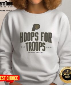 Awesome Hoops for Troops Indiana Pacers basketball sweatshirt featuring team logo and vibrant colors for fans.