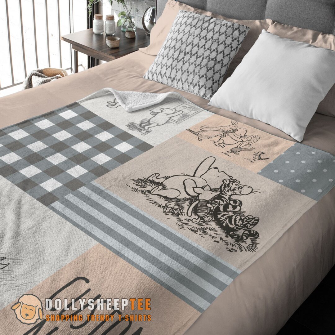 Hot Classic Winnie The Pooh & Friends Sketch Blanket Customized Blanket