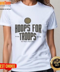 Awesome Hoops For Troops Detroit Pistons basketball ladies tee featuring team colors and logo for fans.