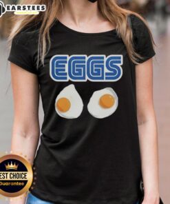 Awesome 2 Eggs Omelet Sega parody logo on a stylish ladies tee, perfect for gaming and food enthusiasts.