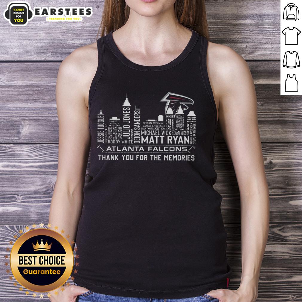 awesome-atlanta-falcons-football-thank-you-for-the-memories-name-player-skyline-tank-top Awesome Atlanta Falcons football tank top featuring skyline design and player name, perfect for fans and game day.