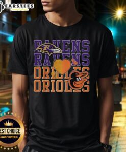 Awesome Baltimore Ravens NFL and Baltimore Orioles MLB sport lover T-shirt featuring team logos and vibrant colors.