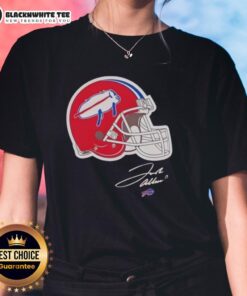 Awesome Buffalo Bills New Era Billustration Helmet Signature Ladies Tee featuring vibrant team colors and stylish design.