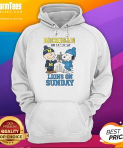 Awesome Charlie Brown hoodie featuring Michigan Wolverines for Saturday and Snoopy Detroit Lions for Sunday.