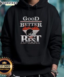 Alt Text: Awesome Chicago Bears football hoodie featuring city skyline and 'Good, Better, Best, Helmet' design.