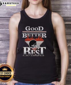 Awesome Chicago Bears football tank top featuring city skyline and 'Good Better Best' helmet design.
