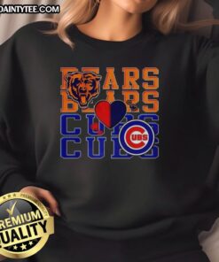 Awesome Chicago Bears NFL and Chicago Cubs MLB sport lover sweatshirt featuring team logos and vibrant colors.
