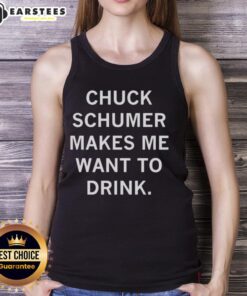 Chuck Schumer in a vibrant tank top, promoting a fun message that inspires a thirst for adventure and enjoyment.