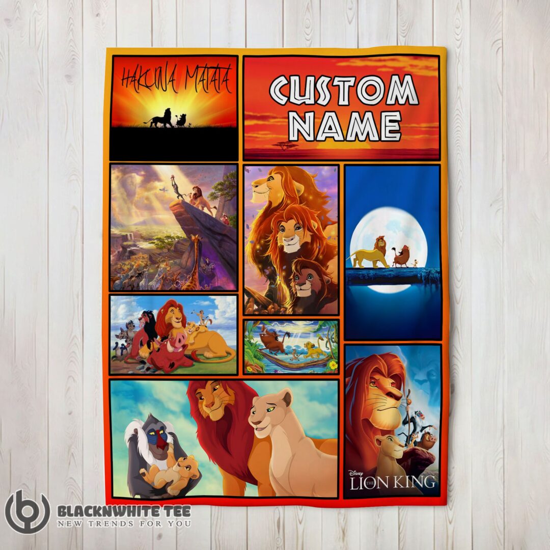 Awesome Cute Disney Simba Mufasa Timon Pumbaa The Lion King Collage Blanket Fleece Customized -mk-