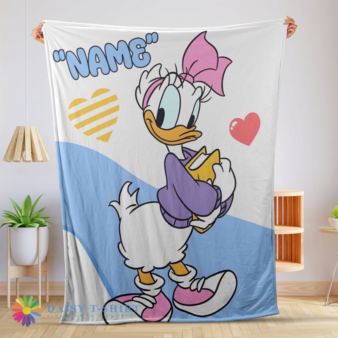 Awesome Cute Donald Duck Girlfriend Daisy Blanket Fleece Customized Blanket