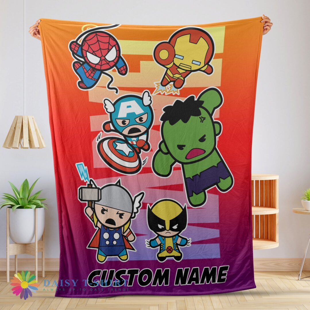 Awesome Cute Hot Marvel SuperHero Avengers Skull Friends Birthday Cute Blanket Fleece Custom-mk-01 (1)