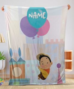 Awesome Disney Cartoon Up Boy With Balloon Blanket Fleece Customized Blanket
