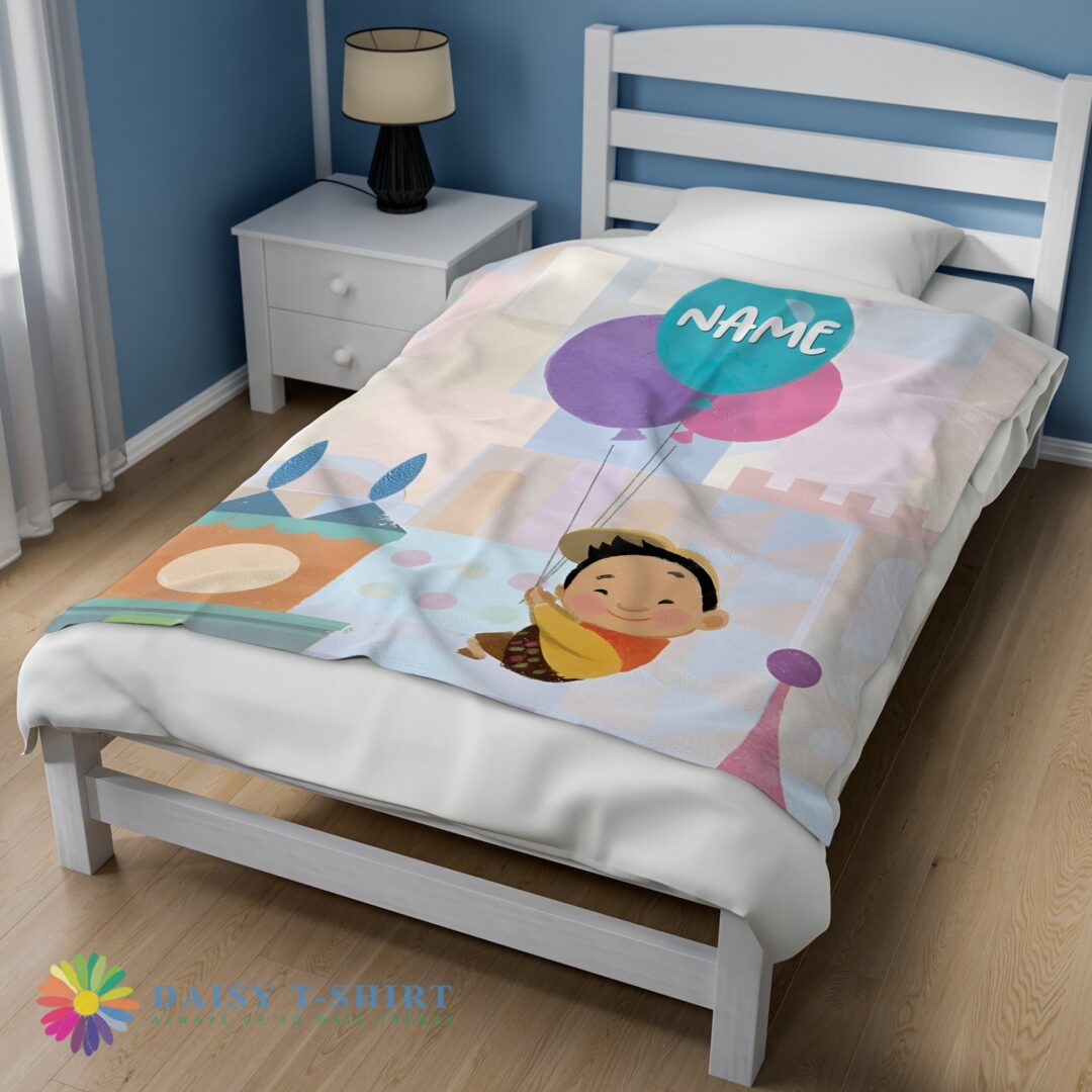 Awesome Disney Cartoon Up Boy With Balloon Blanket Fleece Customized Blanket