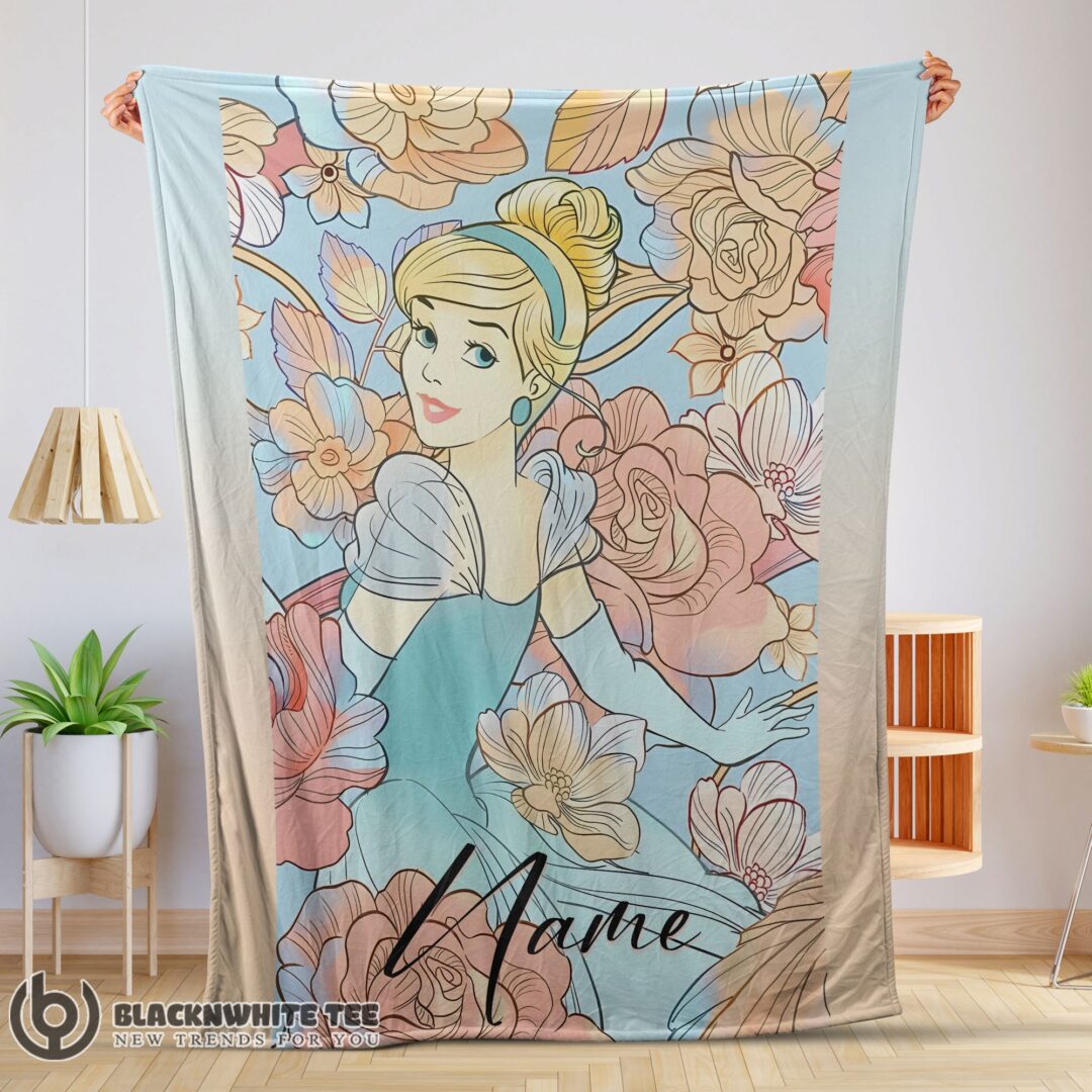 Awesome Disney Cinderella Elegant Princess Bloom Blanket Fleece Customized Blanket-mk-01 (1)