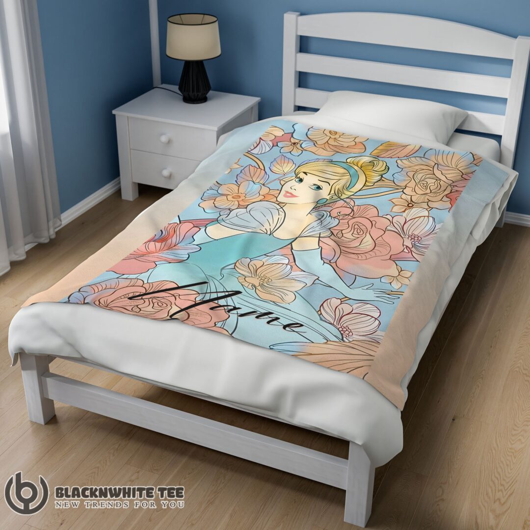 Awesome Disney Cinderella Elegant Princess Bloom Blanket Fleece Customized Blanket-mk-01 (2)