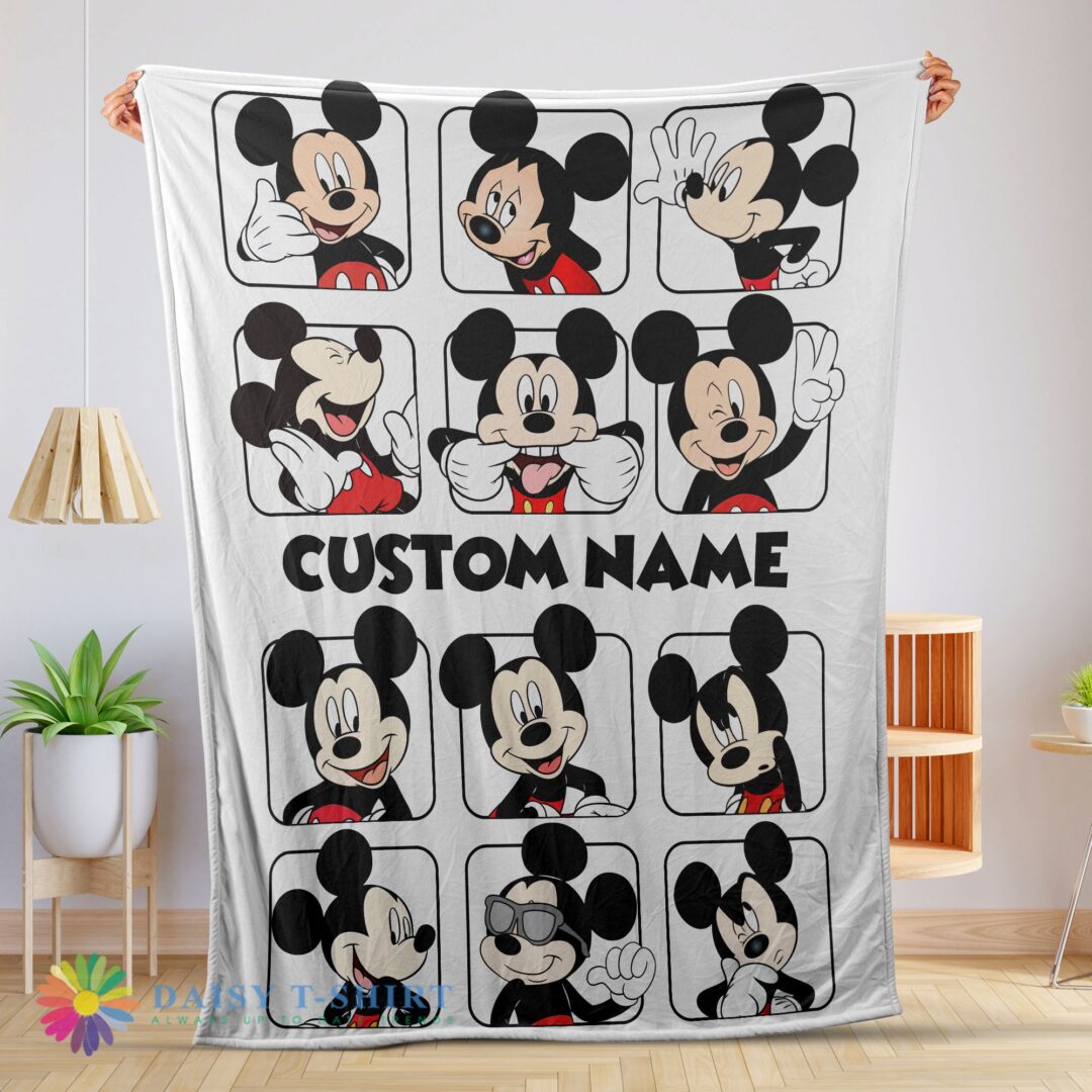 Awesome Disney Mickey And Friends Mickey Mouse Moods Blanket Customize Blanket