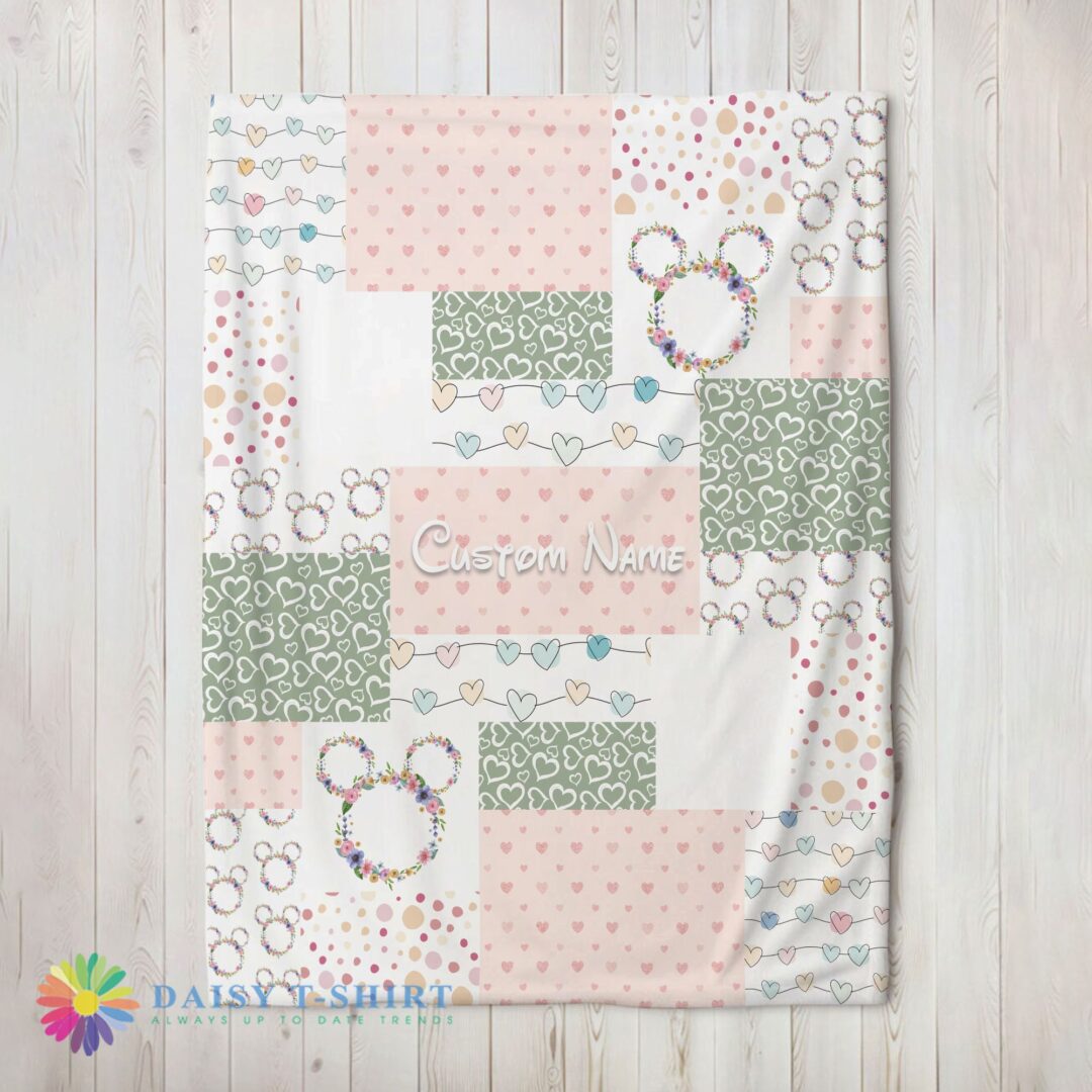 Awesome Disney Mickey Logo Heart Texture Blanket Fleece Customized Blanket