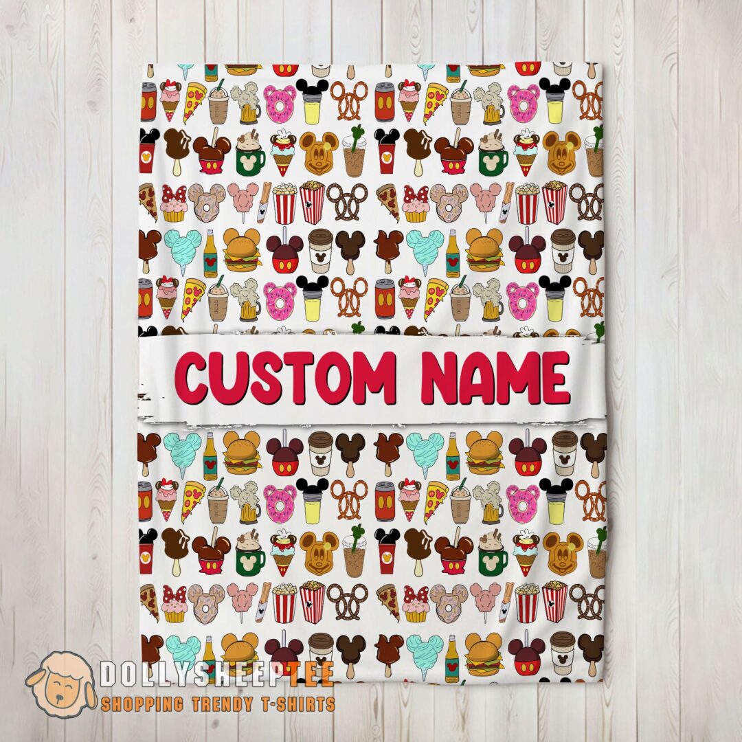 Awesome Disney Snack Club Food Pattern Blanket Fleece Customized Blanket
