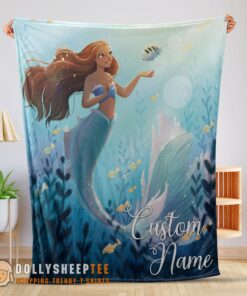 Awesome Disney The Little Mermaid Ariel Princess Fleece Family Princess Customized Blanket