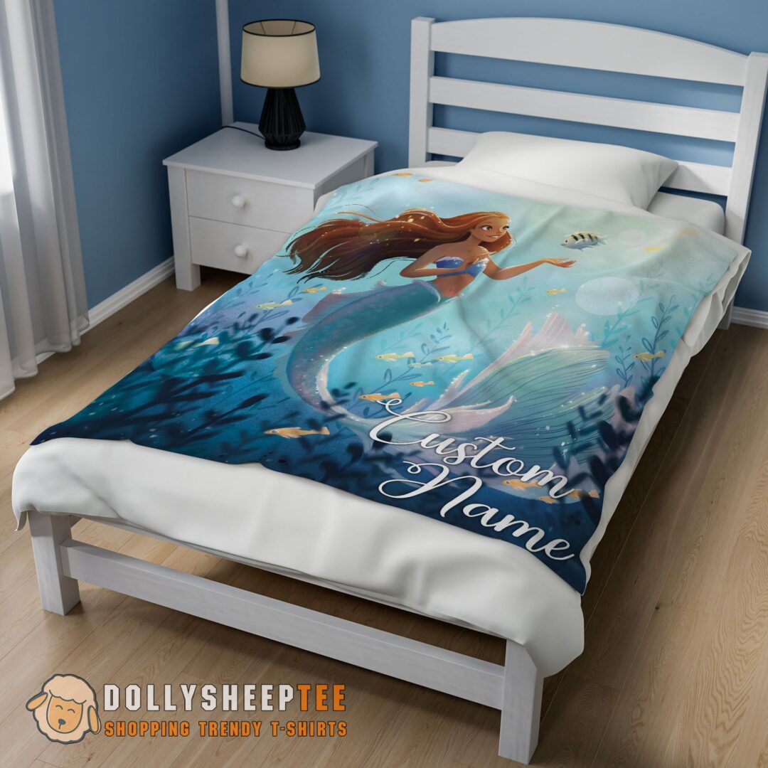 Awesome Disney The Little Mermaid Ariel Princess Fleece Family Princess Customized Blanket-mk-01 (2)