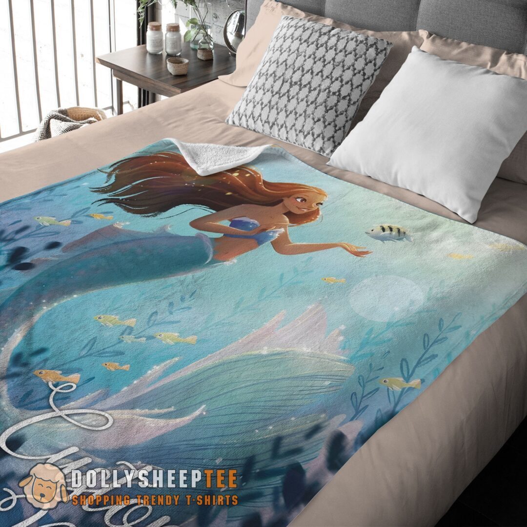 Awesome Disney The Little Mermaid Ariel Princess Fleece Family Princess Customized Blanket-mk-01 (3)