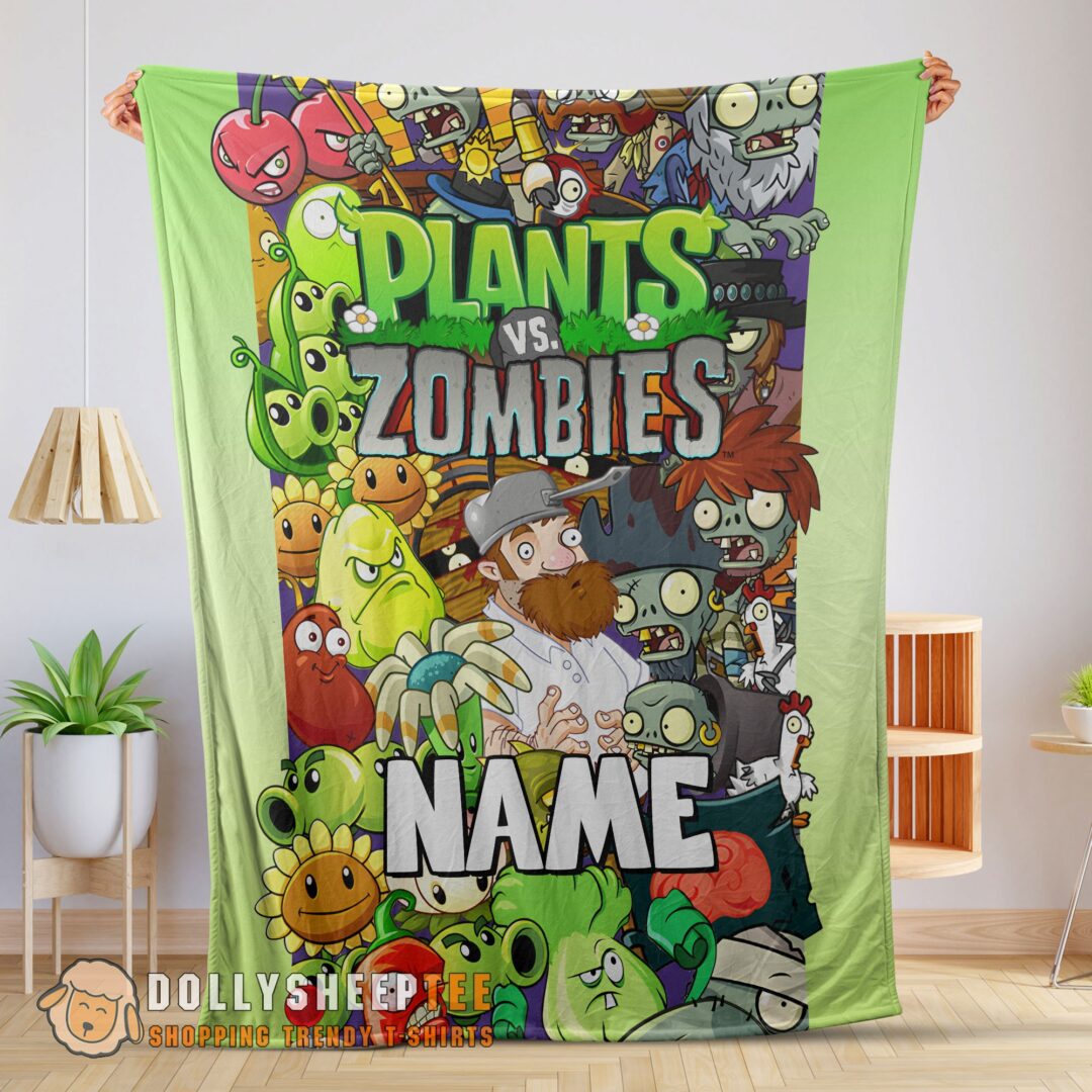 Awesome Game Plants Vs Zombies All Character Blanket Fleece Customized Blanket