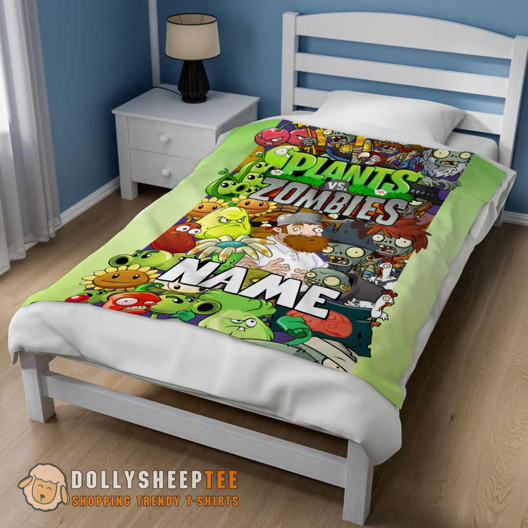 Awesome Game Plants Vs Zombies All Character Blanket Fleece Customized Blanket