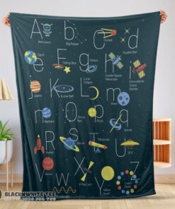 Awesome Good Outer Space Alphabet Poster Cute A To Z Astronomy Fleece Blanket