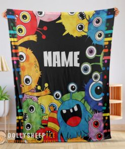 Awesome Happy Monster Coloring Blanket Fleece Customized Blanket