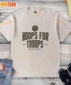 Awesome Hoops for Troops Denver Nuggets basketball washed t-shirt featuring vibrant team colors and logo.