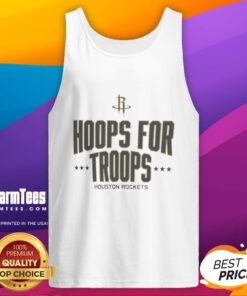 Awesome Hoops for Troops Houston Rockets basketball tank top featuring vibrant team colors and logo.