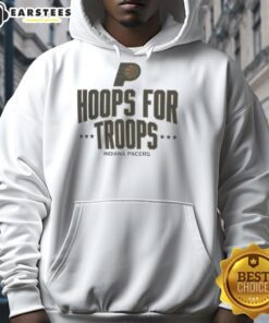 Awesome Hoops for Troops Indiana Pacers basketball hoodie featuring team colors and logo, perfect for fans.
