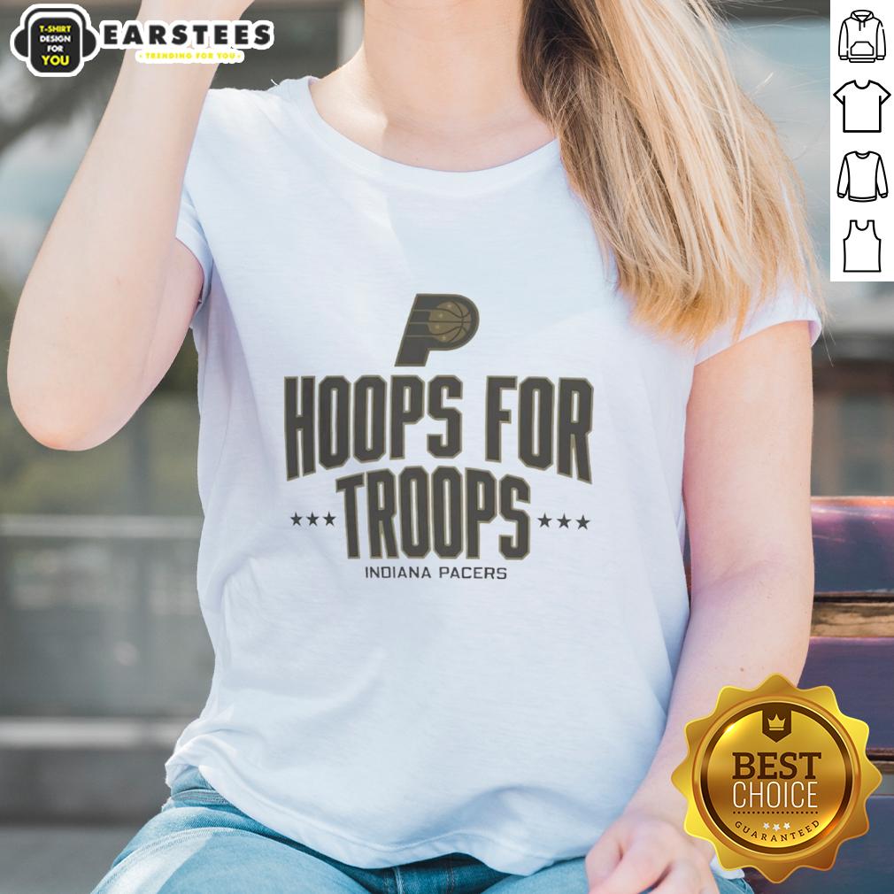 awesome-hoops-for-troops-indiana-pacers-basketball-ladies-tee Awesome Hoops for Troops Indiana Pacers Basketball ladies tee featuring team colors and logo, perfect for fans.
