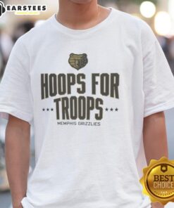 Awesome Hoops For Troops Memphis Grizzlies basketball t-shirt featuring vibrant graphics and team colors.