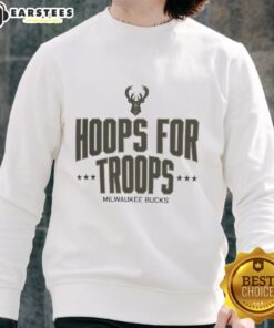 Awesome Hoops For Troops Milwaukee Bucks basketball sweatshirt in blue, showcasing team pride and style.