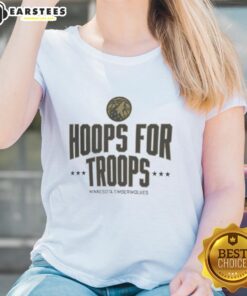 Awesome Hoops for Troops Minnesota Timberwolves Basketball Ladies Tee featuring team logo and stylish design.