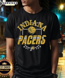 Alt Text: Awesome Indiana Pacers City Basketball 2025 Six Stars Logo T-Shirt featuring a vibrant design and team colors.