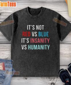 Alt Text: Awesome 'Insanity vs Humanity' washed t-shirt featuring a unique design, perfect for casual wear enthusiasts.