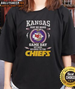 Alt Text: Ladies tee featuring 'My Soul Belongs to the Kansas City Chiefs' design, perfect for game day in Kansas.