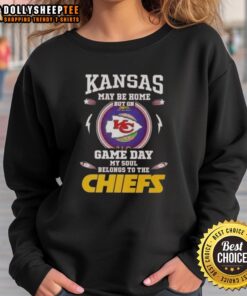 Alt Text: Cozy Kansas City Chiefs sweatshirt showcasing team pride, perfect for game day and expressing love for Kansas football.