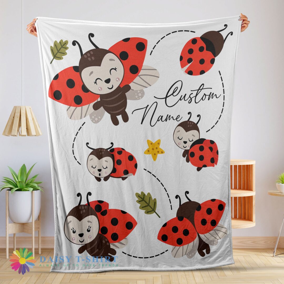 Awesome Ladybug Cartoon Blanket Fleece Customized Blanket