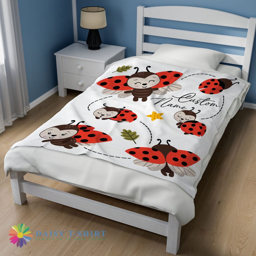 Awesome Ladybug Cartoon Blanket Fleece Customized Blanket