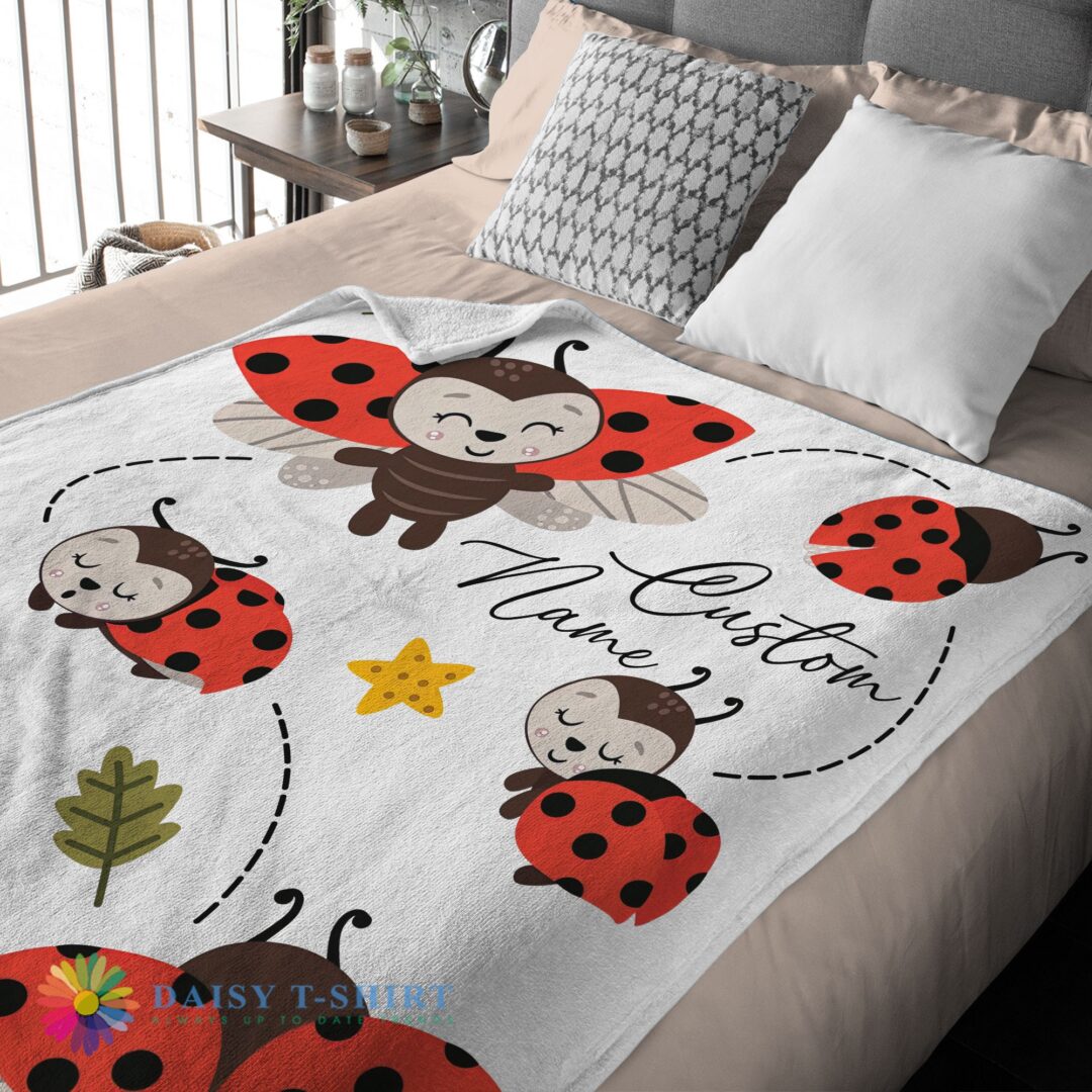 Awesome Ladybug Cartoon Blanket Fleece Customized Blanket